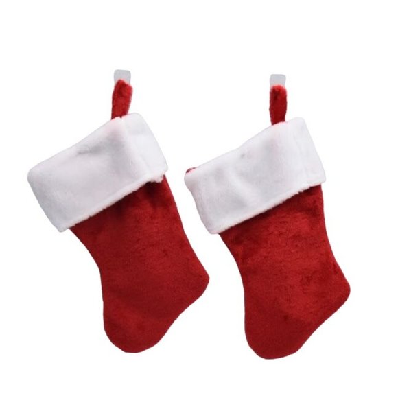 2 Merry Brite Christmas Stockings and 1 Santa Hat with Glitter Snowflakes New Lo - Picture 6 of 6